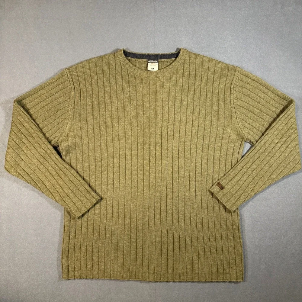 Columbia Ribbed Wool Blend Crewneck Sweater XCQ‎ Gorpcore X-Large Olive Green